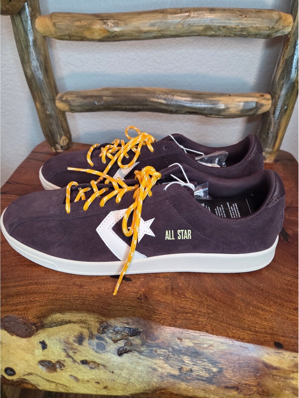 Converse All Star Classic Trainer Suede Rugged Brown Yellow Laces Size 10.5
